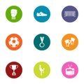 American football icons set, flat style Royalty Free Stock Photo