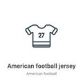 American football jersey outline vector icon. Thin line black american football jersey icon, flat vector simple element Royalty Free Stock Photo