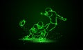 American Football Kicker Hits the Ball. Green Neon Sports Vector Illustration. Royalty Free Stock Photo