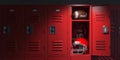 American football locker room with equipment, ball and helmet Royalty Free Stock Photo