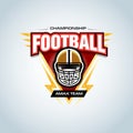 American football logo template, badge, t-shirt, label, emblem. Football helmet. Vector illustration. Royalty Free Stock Photo