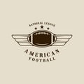 american football logo with wing vintage vector illustration template icon graphic design. sport of ball sign or symbol for club Royalty Free Stock Photo