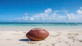 American football lying on the ground in a luxury resort summertime - Generative AI