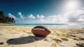 American football lying on the ground in a luxury resort summertime - Generative AI