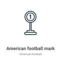 American football mark outline vector icon. Thin line black american football mark icon, flat vector simple element illustration Royalty Free Stock Photo