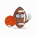 The American Football mascot character becomes a basketball player. vector illustration Royalty Free Stock Photo