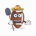 The American Football mascot character becomes a farmer. vector illustration