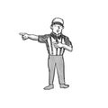 American Football Official Cartoon Black and White