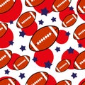 American Football Pattern Seamless with Blue Star and Red Circle Royalty Free Stock Photo