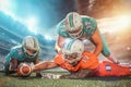 American football player in action on the olympic stadium Royalty Free Stock Photo
