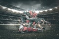 American football player in action on the olympic stadium Royalty Free Stock Photo