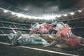 American football player in action on the olympic stadium Royalty Free Stock Photo