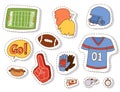 American football player action sport athlete uniform sporty accessory success playing tools vector illustration