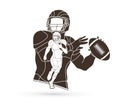 American Football player action, sportsman player, Royalty Free Stock Photo