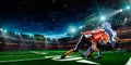 American football player in action on stadium Royalty Free Stock Photo