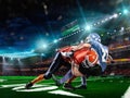 American football player in action on stadium Royalty Free Stock Photo