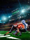 American football player in action on stadium Royalty Free Stock Photo