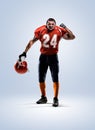 American football player in action white isolated Royalty Free Stock Photo