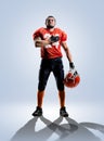 American football player in action white isolated Royalty Free Stock Photo