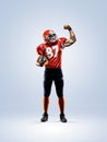 American football player in action white isolated Royalty Free Stock Photo