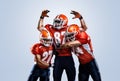 American football player in action white isolated Royalty Free Stock Photo