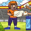 American Football Player Autograph Colored Cartoon