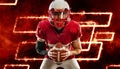 American football player. Banner with neon colors. Sports betting, football betting, gambling, bookmaker, big win Royalty Free Stock Photo