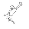 American Football Player Cartoon Black and White Royalty Free Stock Photo