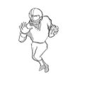 American Football Player Cartoon Black and White Royalty Free Stock Photo