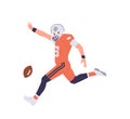 American football player cartoon character in uniform running for ball isolated on white background Royalty Free Stock Photo