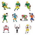 American Football Player Cartoon Collection Set Royalty Free Stock Photo