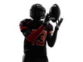 American football player catching ball silhouette Royalty Free Stock Photo