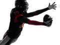 American football player catching ball silhouette Royalty Free Stock Photo