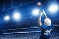American Football Player Catching a touchdown Pass Royalty Free Stock Photo