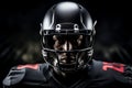 American football player close-up on a black background wearing a helmet Royalty Free Stock Photo