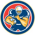 American Football Player Fend Off Circle Retro