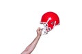 American football player handing his helmet Royalty Free Stock Photo