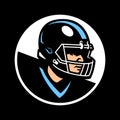 American football player in a helmet. Logo emblem. Royalty Free Stock Photo