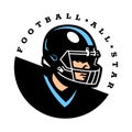 American football player in a helmet. Logo emblem. Royalty Free Stock Photo