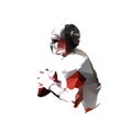 American football player holding ball, low polygonal isolated vector illustration, geometric drawing from triangles Royalty Free Stock Photo