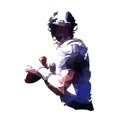 American football player holding ball, polygonal vector illustration Royalty Free Stock Photo