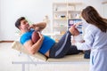 The american football player with injury visiting doctor Royalty Free Stock Photo