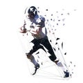 American football player, low polygonal isolated vector illustration. Side view. Running quarterback with ball, geometric athlete