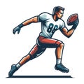 American football player men athlete vector illustration, colorful style American football rugby game male player design template Royalty Free Stock Photo