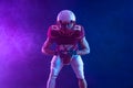 American football player neon poster. Sports betting, football betting, gambling, bookmaker, big win Royalty Free Stock Photo