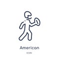 american football player playing throwing the ball in his hand icon from sports outline collection. Thin line american football Royalty Free Stock Photo