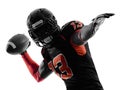 American football player quarterback passing portrait silhouette Royalty Free Stock Photo