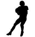 American football player quarterback throwing a pass. Quarterback throws a pass silhouette Royalty Free Stock Photo