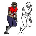 american football player in red jersey shirt running vector illustration sketch doodle hand drawn with black lines isolated on Royalty Free Stock Photo