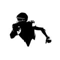 American football player running with ball, abstract isolated vector silhouette. Team sport Royalty Free Stock Photo